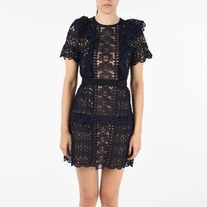 Self Portrait Ruffle Sleeve Crochet Lace Minidress